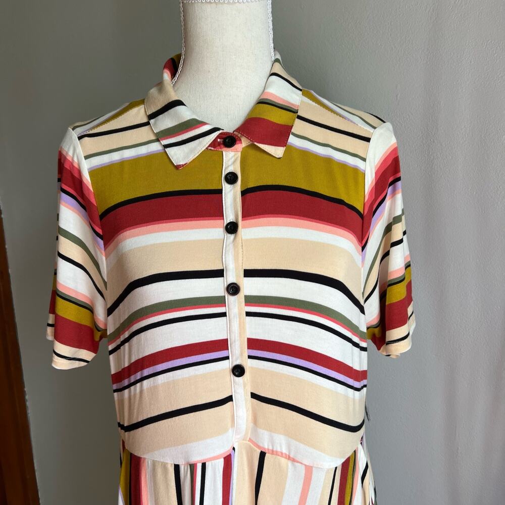 Striped Multicolor Button-Up Dress - Picture 4 of 12